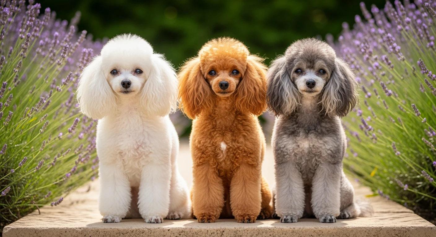 Caniche Toy adulte au pelage boucle dans un cadre elegant